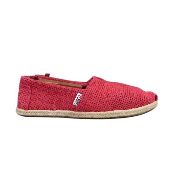 Toms Shoes Womens 6 Casual Slip On Flats Freetown Espadrille Classic Comfort Red - Picture 1 of 12